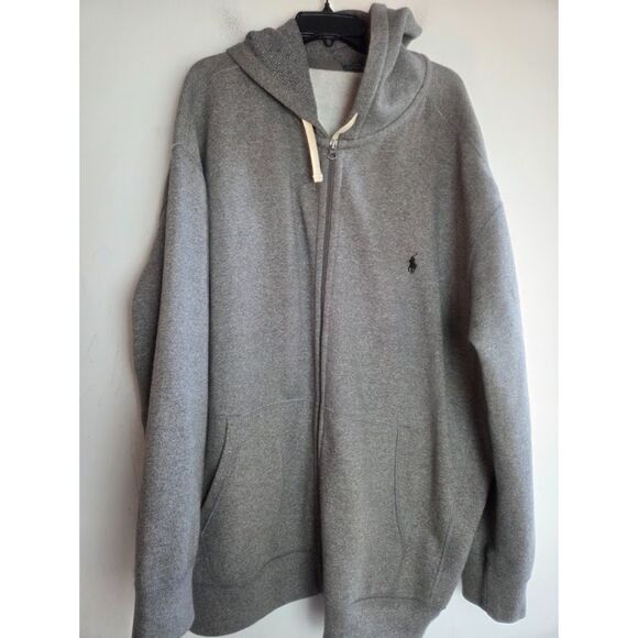 Polo Ralph Lauren Heather Grey Cotton Blend Full Zipper Hoodie Sweatshirt sz 4XB - Picture 4 of 11